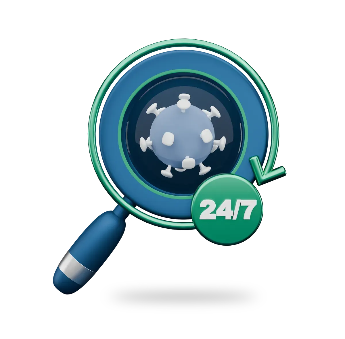 3D illustration of 24/7 threat detection monitoring by UK SOC analysts